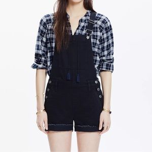 Madewell Adirondack Short Overalls In Washed Black Size Large